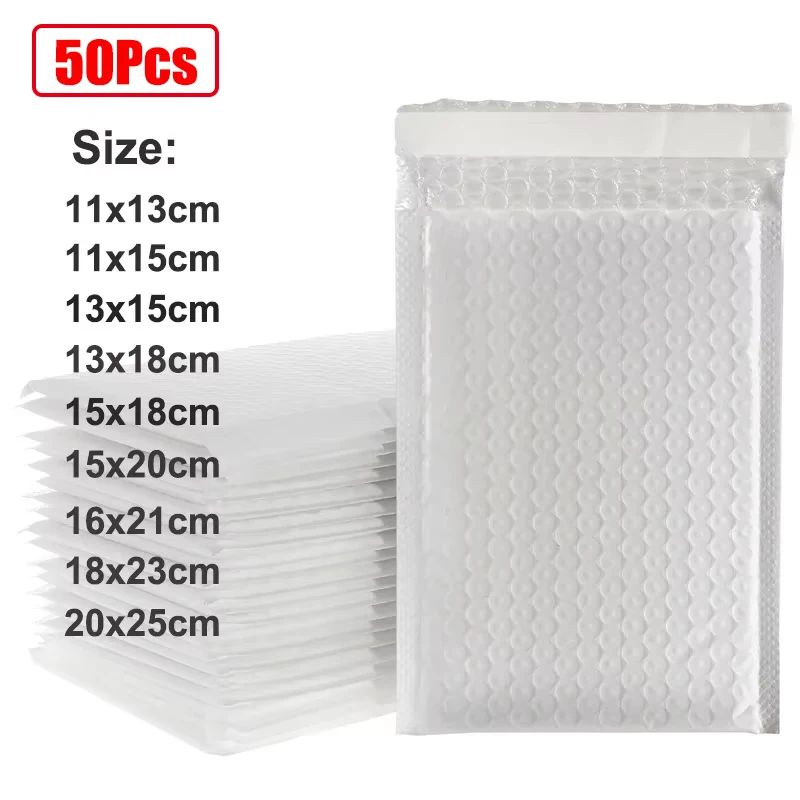 

50PCS White Bubble Mailers Bubble Padded Mailing Envelope Mailer Foam for Packaging Self Seal Shipping Bag Bubble Padding Bag