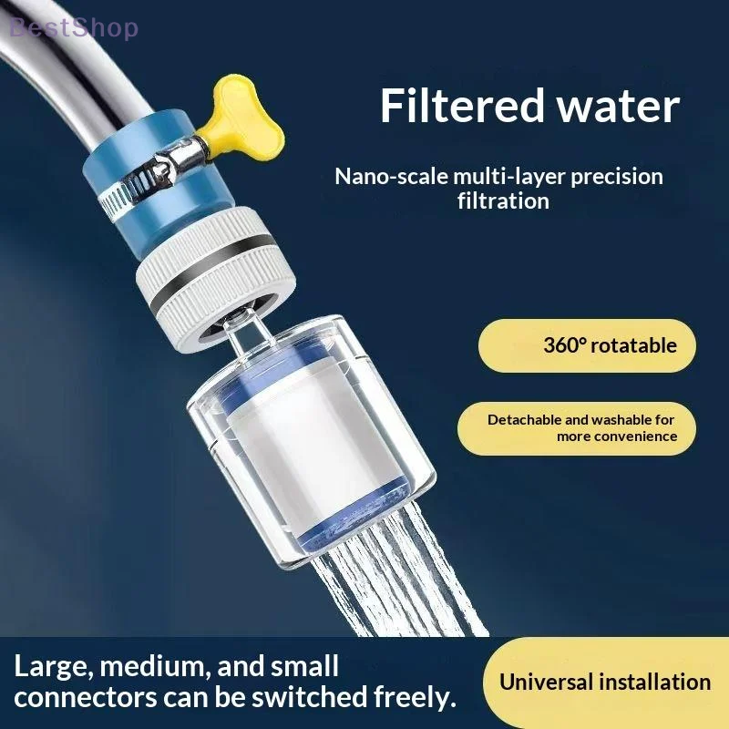 Faucet Water Filter Attachment-Multi-Layer Filtration Tap Purifier (Detachable & Universal Fit)