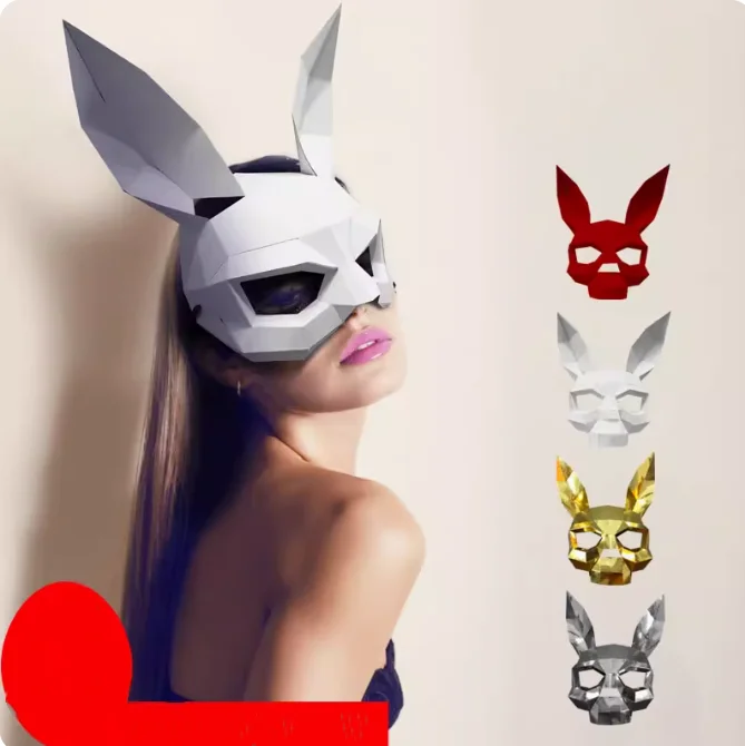 

Rabbit Masks for Halloween, Paper Model,3D Papercraft, Origami, Costume Party Cos,Handmade DIY Craft Toy