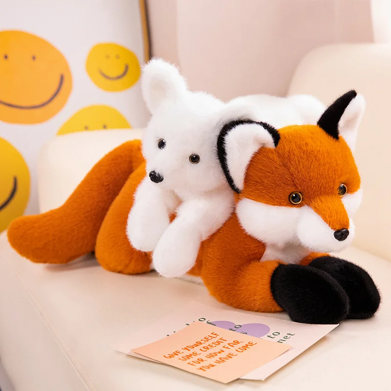 45-90CM Cartoon Foxes Plush Toys Long Tail White Red Fox Doll Soft Stuffed Huggable Pillow Birthday Xmas Gift