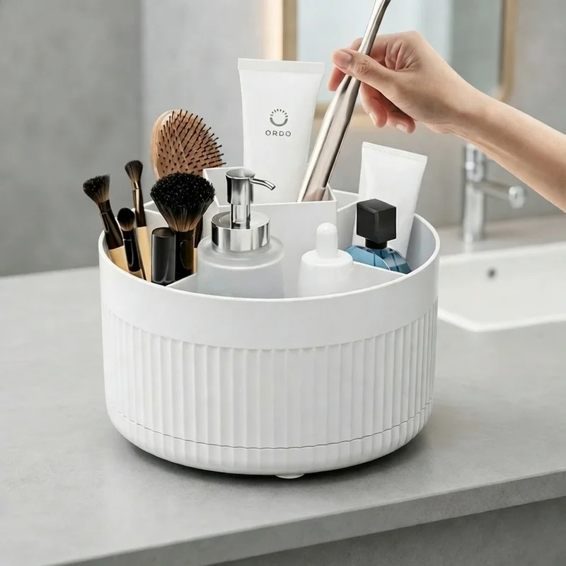 Multifunctional 360 Degree Table Top Rotary Makeup Brush Storage Container Cosmetics Shelf Dresser Organizer For Eye Shadow Brus
