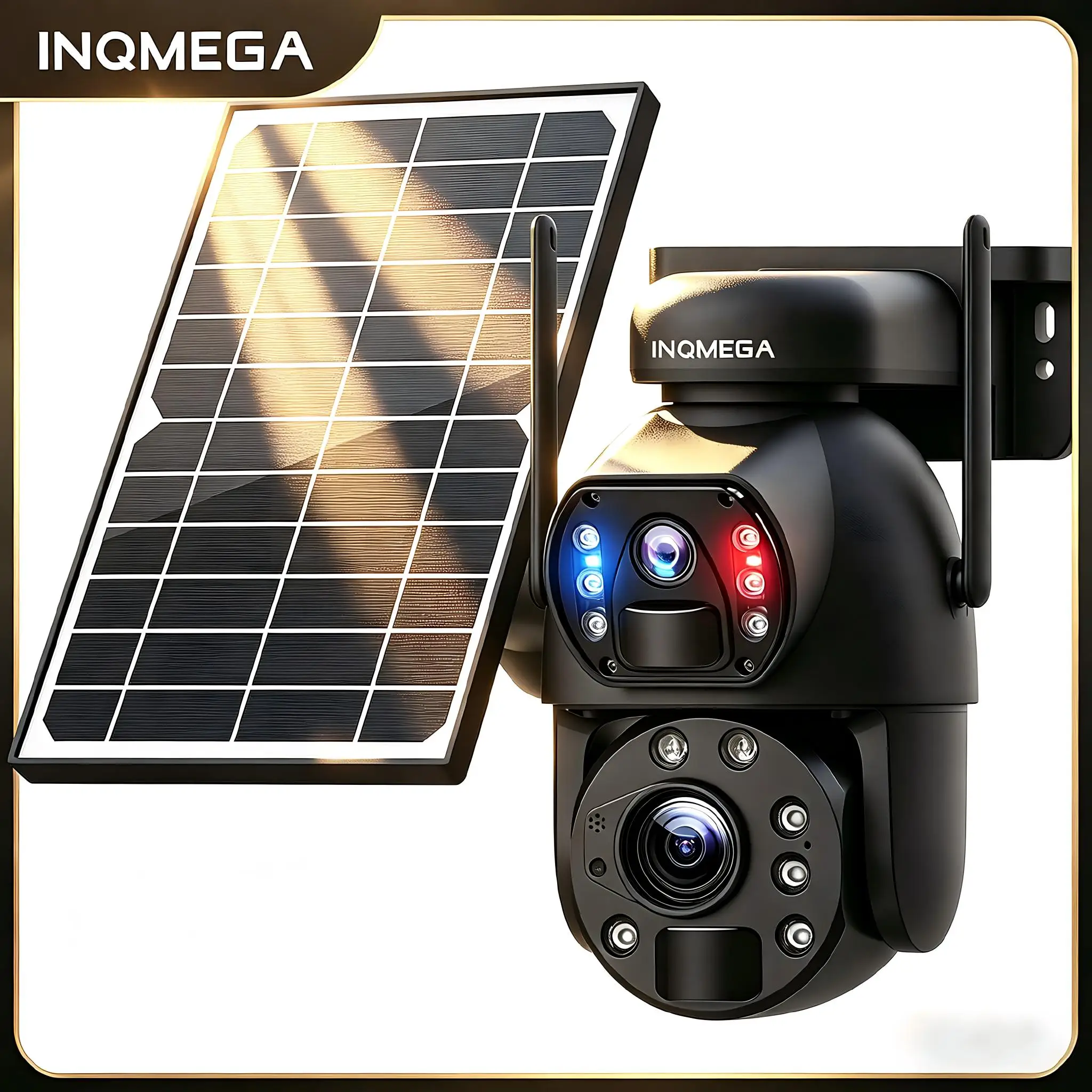 INQMEGA 20X ZOOM 12MP 4G SIM Solar Camera Outdoor 360° Wireless WIFI Battery Security Cameras with Solar Panel PIR Night Vision