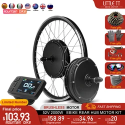 52V 2000W Electric Bike Conversion Kit 20/26/27.5/29 inch Ebike Brushless Gearless Rear Hub Motor Wheel For Ebike Conversion Kit