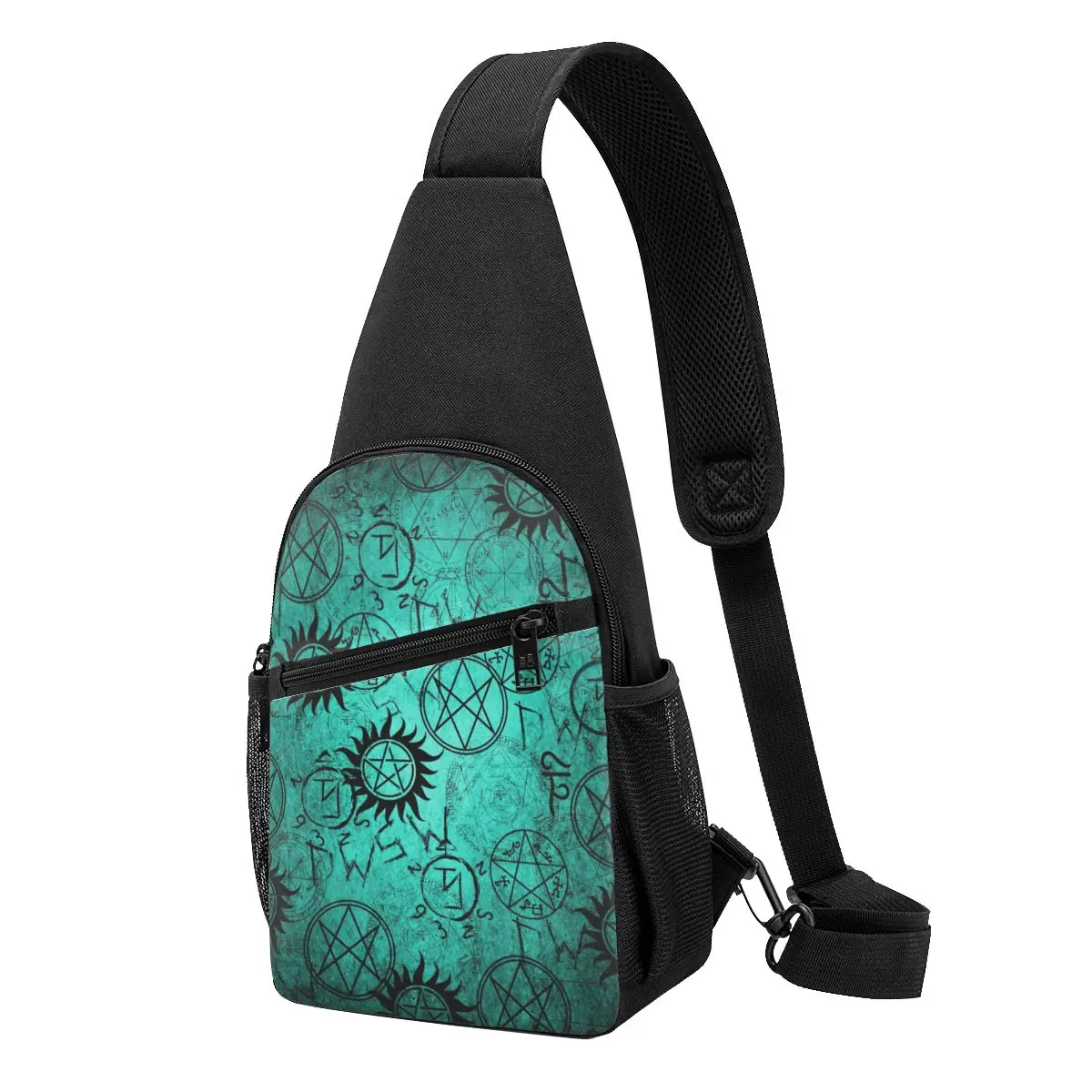 

Supernatural Teal Chest Bag Men Sling Crossbody Backpack Chest Bag Traveling Hiking Daypack Shoulder Bag
