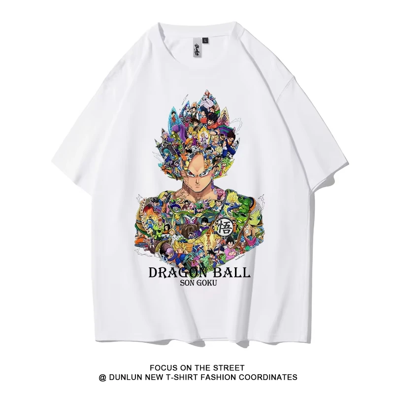 

Dragon Ball Animation Derivatives GOKU Super Saiyan Printed Short Sleeve T-shirt Men's and Women's Fashion Loose Cotton Top