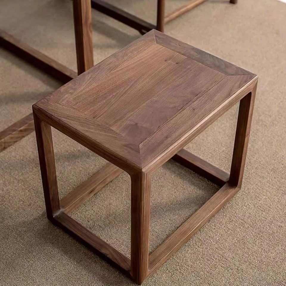 New Chinese Style Old Elm Small Square Stool Dining Table Stool Living Room Stools Door Shoe Change Chair Bedroom Dressing