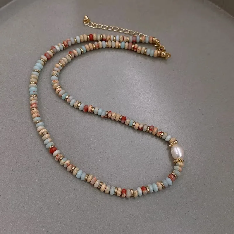 

Pure Handmade Woven Natural Stone Beadeds Chain Pearl Pendant Necklace Luxurious Accessories For Women's Necks Fashion Jewelry