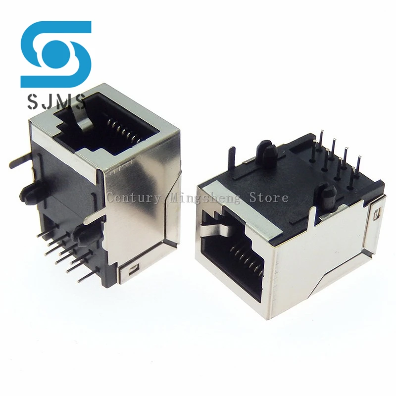 2/5PCS RJ45 21*13mm socket 8-pin cable interface shielded crystal headlight copper shell connector female 8P8C Ethernet network