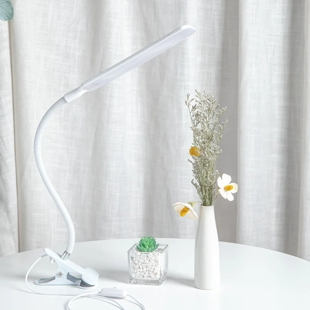 New LED Desk Lamp Eye-friendly Lighting White Black Reading Lights with Clamp USB Powered Desktop Study Light for Home Office