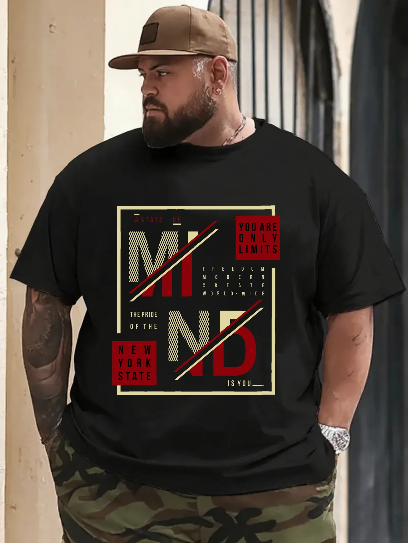 

Retro Minimalist Logo Graphic T-Shirt for Men, Casual Streetwear Short Sleeve Tee, Simple Print Tops