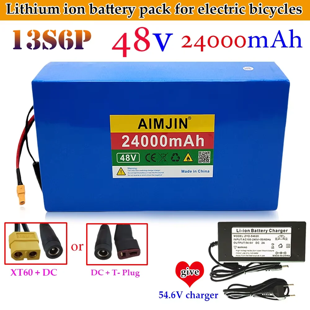 

48V 24Ah 18650 lithium battery pack 13S6P with built-in 30A balanced BMS 1000W high-power Power Tools, Spare Batteries