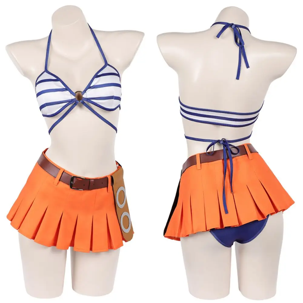 

Костюм для косплея Нами: женский купальник для взрослых, комплект бикини, наряд для ролевых игр, карнавальный костюм на Хэллоуин, праздничный наряд