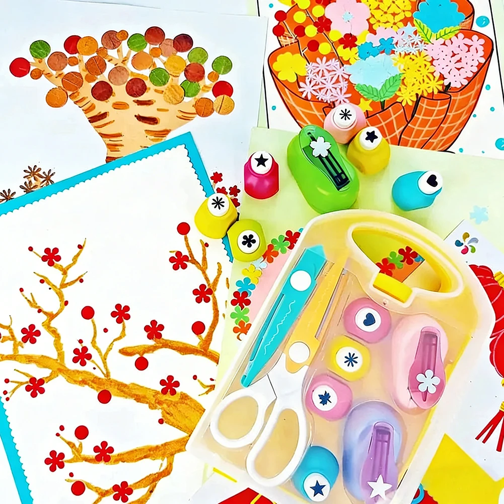 DIY Puncher Craft Set,DIY Embossing Device for Card Making,Multi Patterns,Paper Art Puncher Set,Easy Craft Tool,for Boys Girls