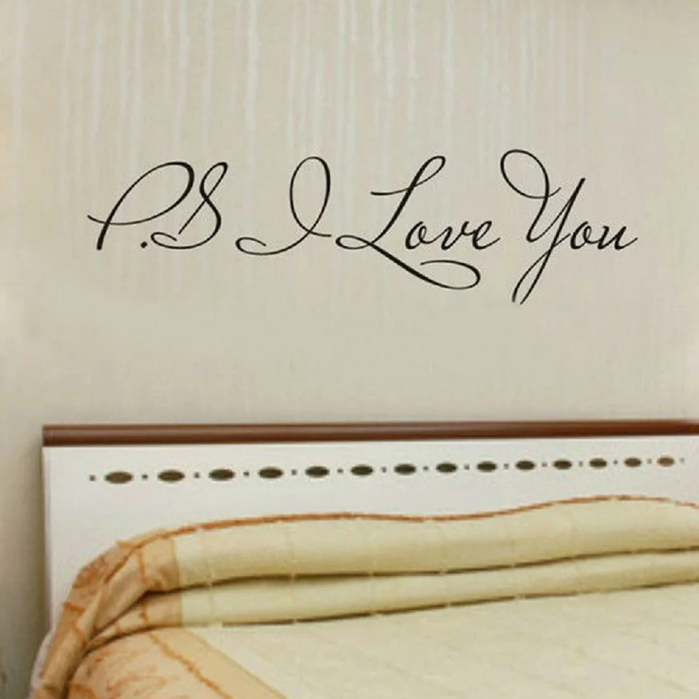 58*15cm PS I Love You Wall Art Decal Home Decor Famous & Inspirational Quotes living room Bedroom Removable Wall Stickers 8017