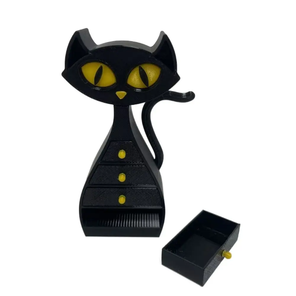 

Black Cat Halloween Jewelry Box 6-layers Large Capacity Drawer Jewel Case Portable Creative Necklace Ring Jewelry Box Halloween