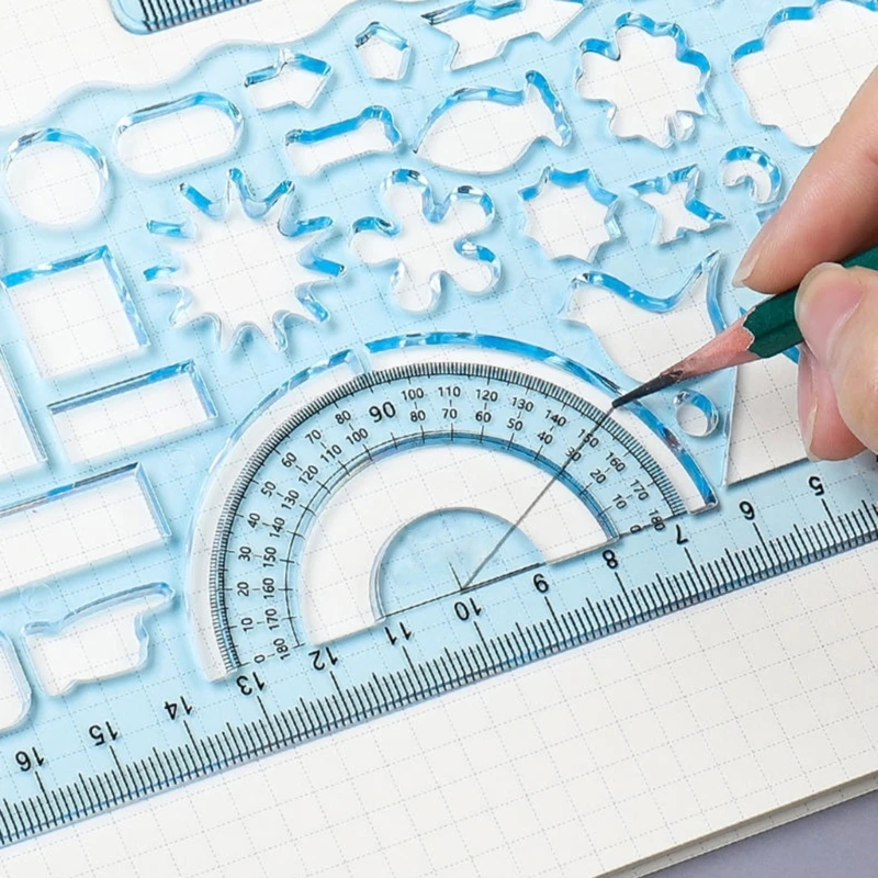 Plantillas de dibujos geométricos, herramienta de medición de plantillas de dibujo, formas de regla transparentes