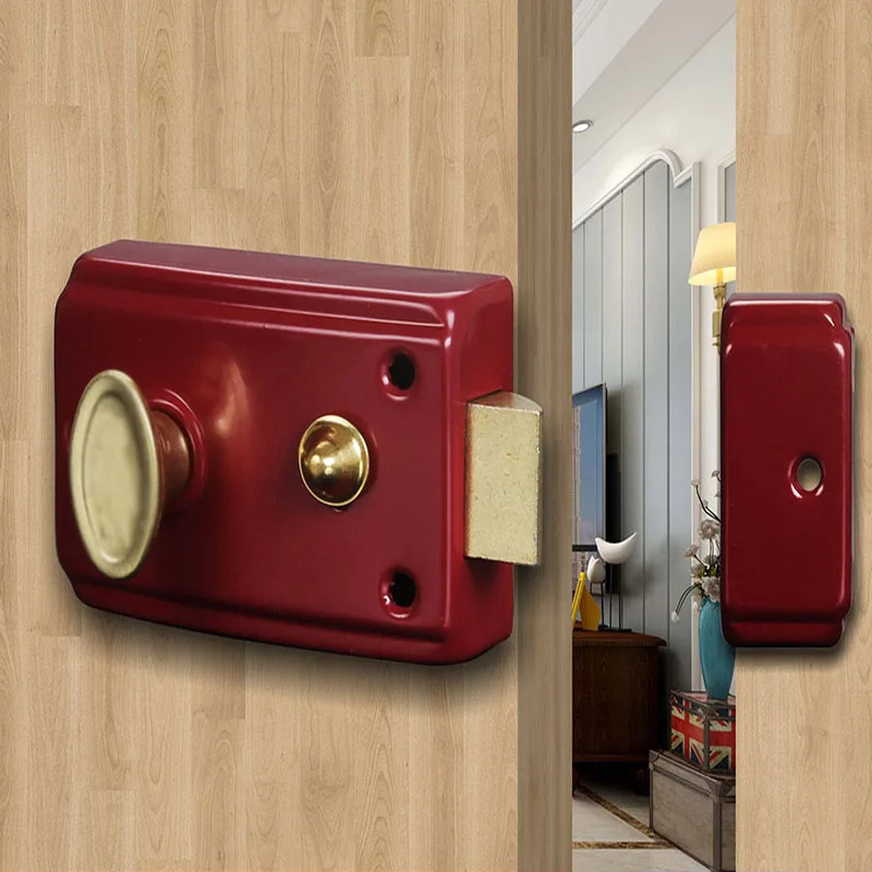 Indoor Exterior Door Look Retro Locks Security Anti-theft Lock Multiple Insurance Wood Door Lock For Hardware Accessory