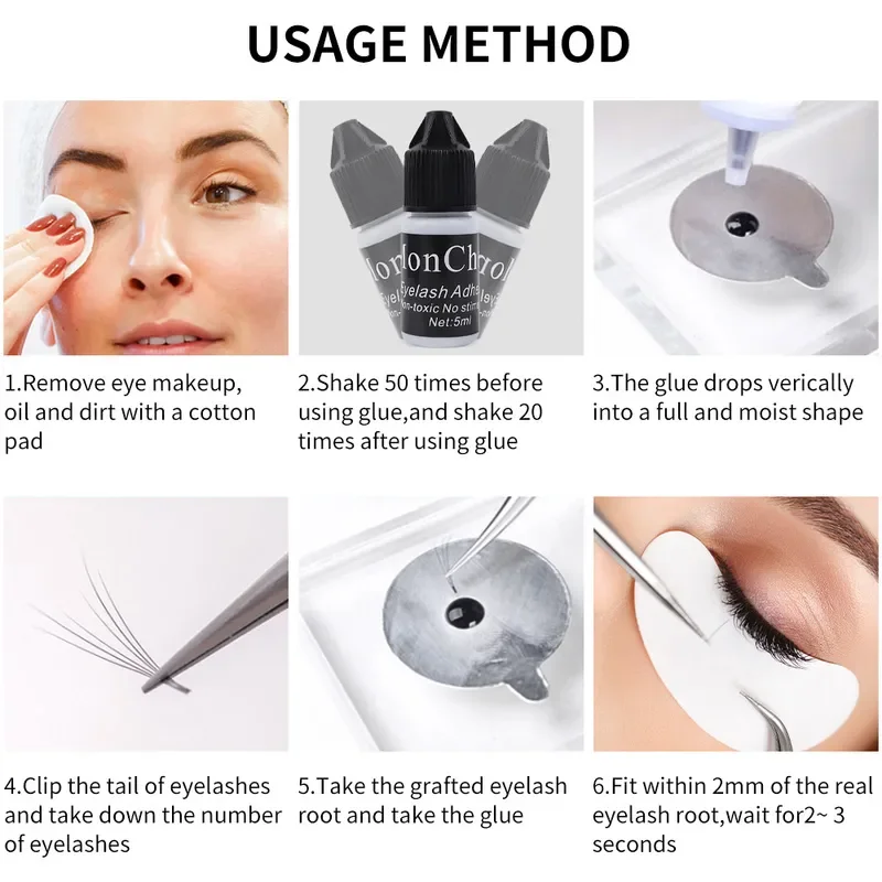 5/10ml Graft Eyelash Glue Quickily Drying Waterproof Lasting No Smell No Irritant Black Eyelashes Extension Glue Makeup Tools