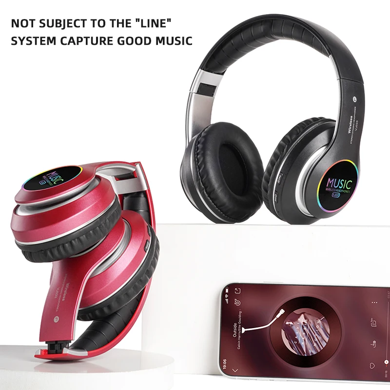 

Head mounted LED dazzling color with long-lasting lossless sound quality, high-quality sports wireless Bluetooth earphones,