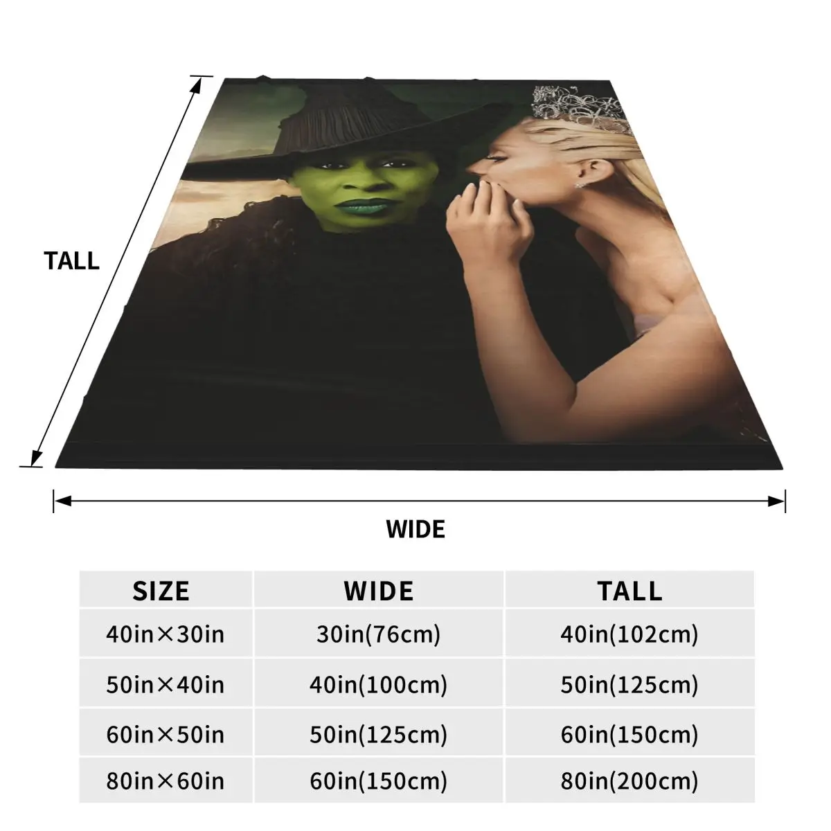 Wicked Elphaba & Glinda Flannel Blanket Super Soft Throw Blanket for Bedroom Travel Novelty Bedspread Sofa Bed Cover