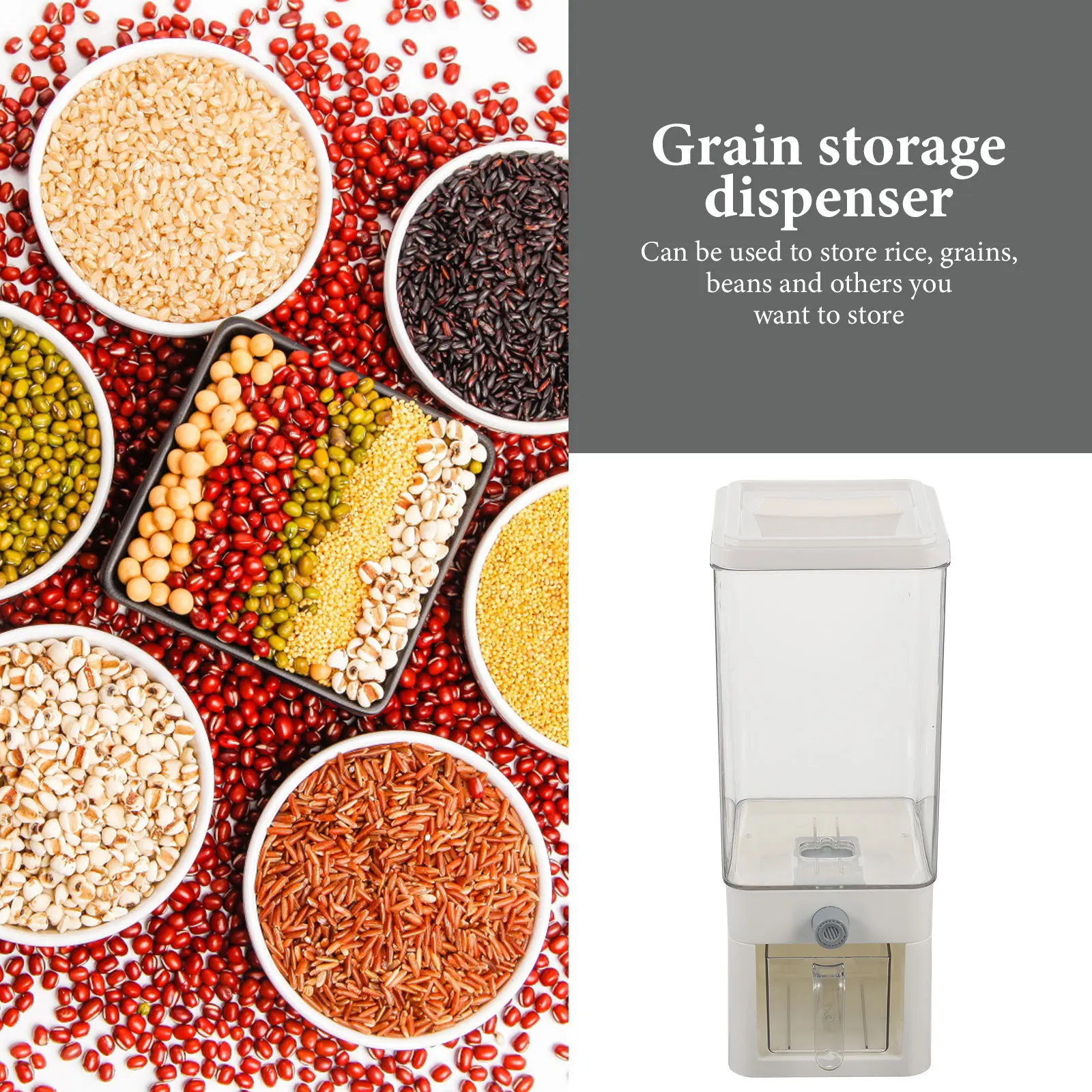 

3.75L Rice Dispenser Countertop High-Durability Press Design for Grains Beans Cereal Oatmeal Lentils Storage Food Dispenser