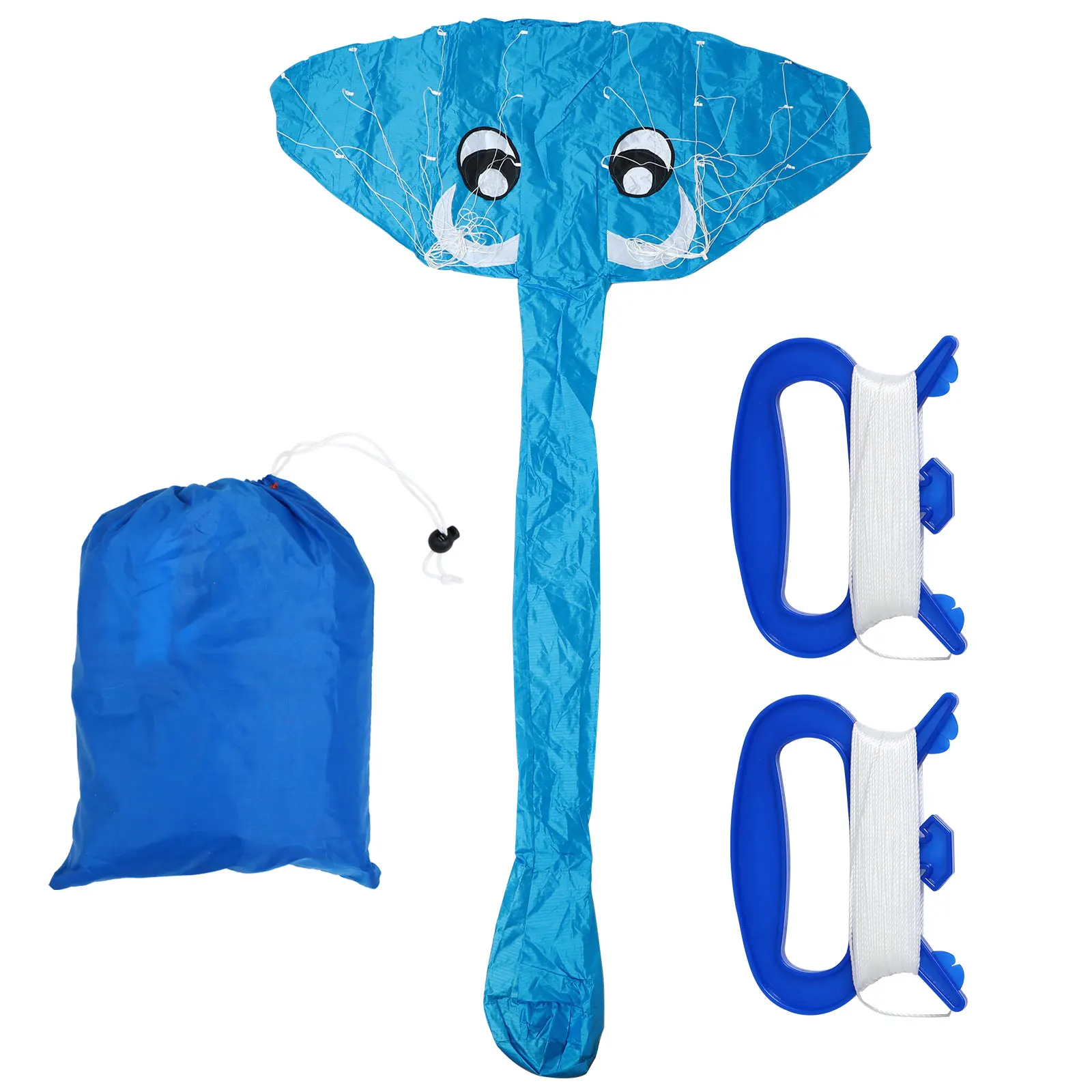 

1 set Elephant Kite Huge Plaid Cloth Toys Kids Outdoor Flight Fun Long Tail Frameless Cartoon Gift Kites Accessories