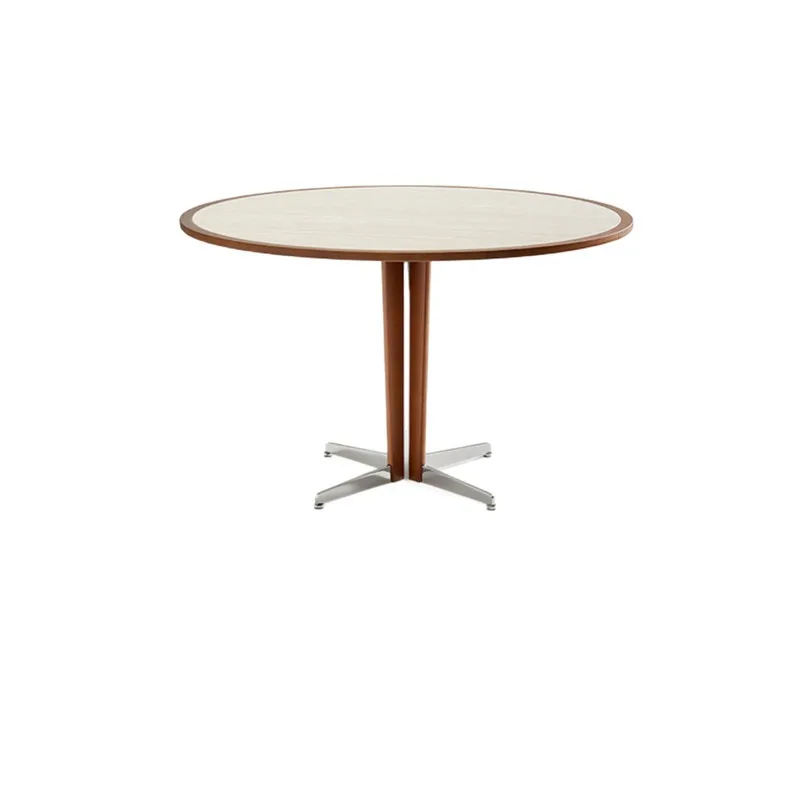 

moon rock slab solid wood French retro round dining table Nordic home simple dining table and chair combination