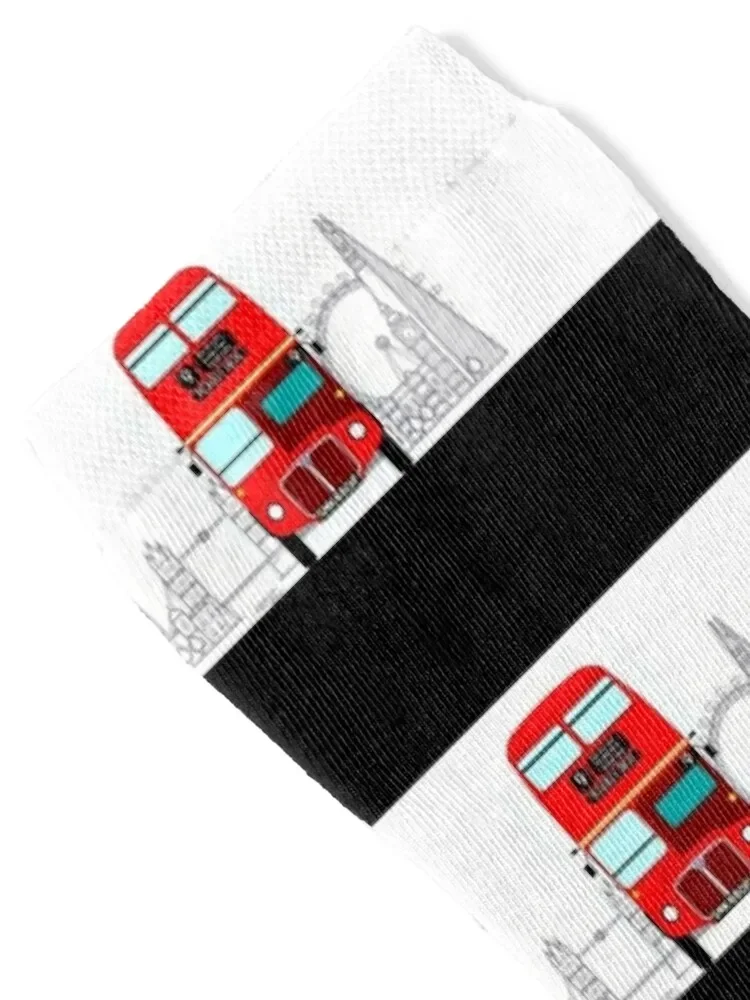 London Routemaster Red Bus with Big Ben, Tower Bridge, The Shard Socks happy fashionable Christmas hockey Men Socks Women's