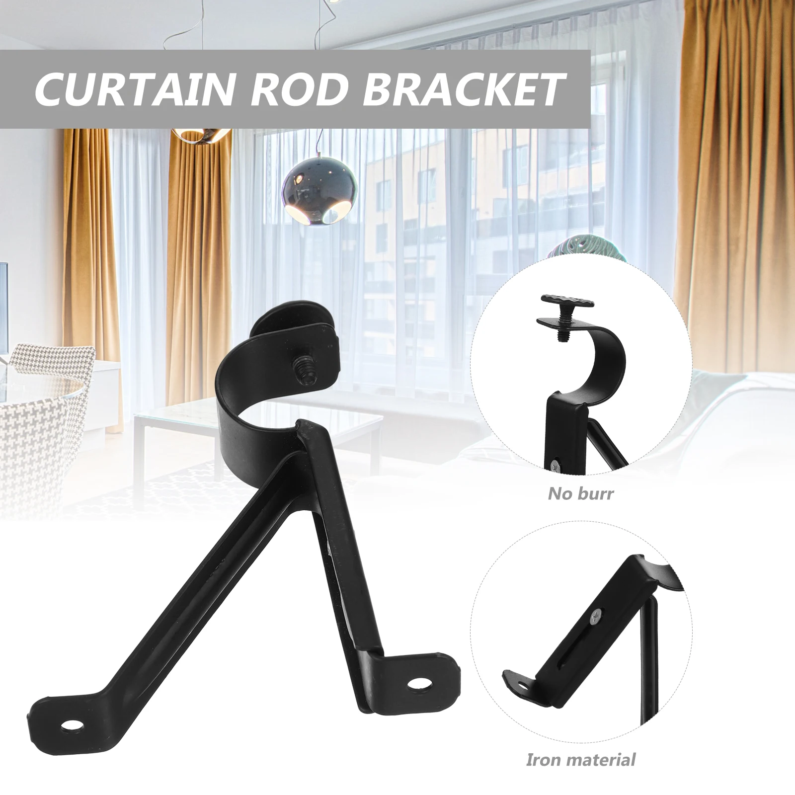 

2Pcs Professional Curtain Rod Brackets Sturdy Iron Decorative Holders for Home Office Living Room Bedroom Dining Kitchen