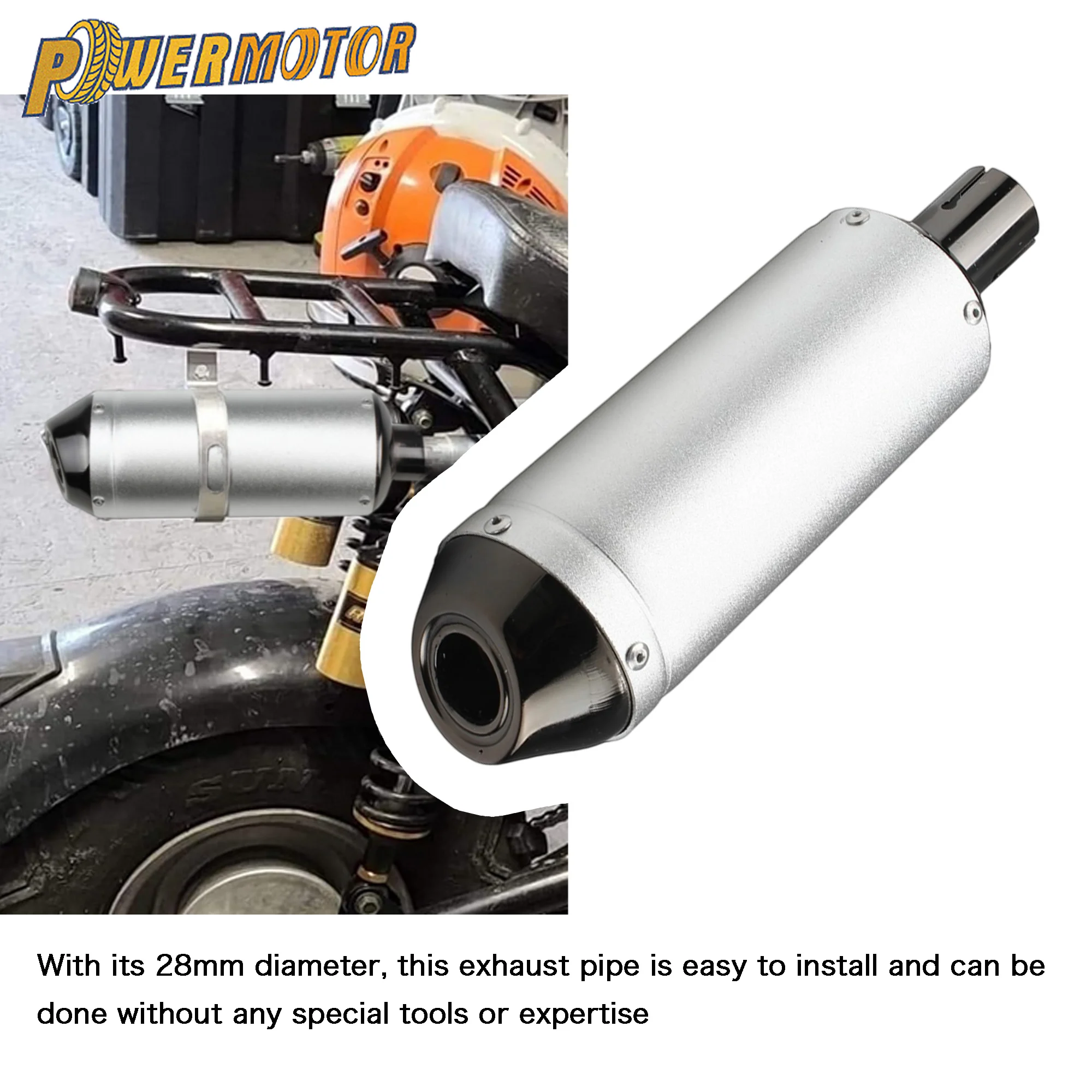 

28mm Motorcycle Exhaust Pipe Muffler Systems Tip Pipe for 125cc 150cc 160cc ATV Quad Dirtbike Scooter Moped Motocross Modified