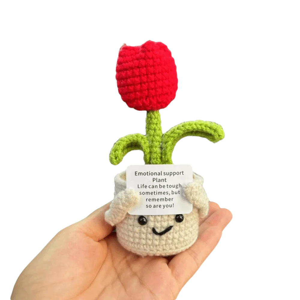 Ornement de tulipe artificielle tricoté à la main, produit fini, carte de message inspirant, décorations tissées sur le thème de l'amour, taille mini