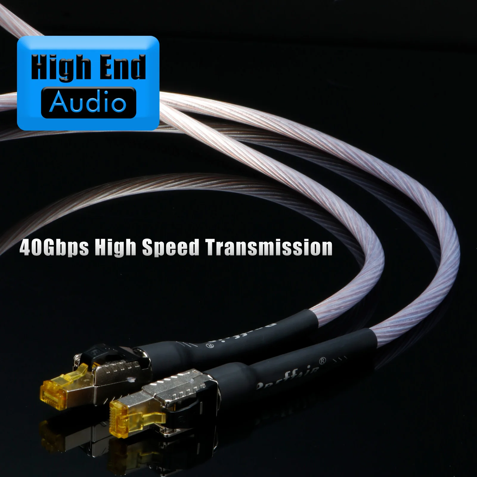 Preffair 7N OCC Silver Plated Cat 8 Optical audio Cable Anti-Interference with PTFE Shielding HiFi RJ45 Ethernet LAN Cable