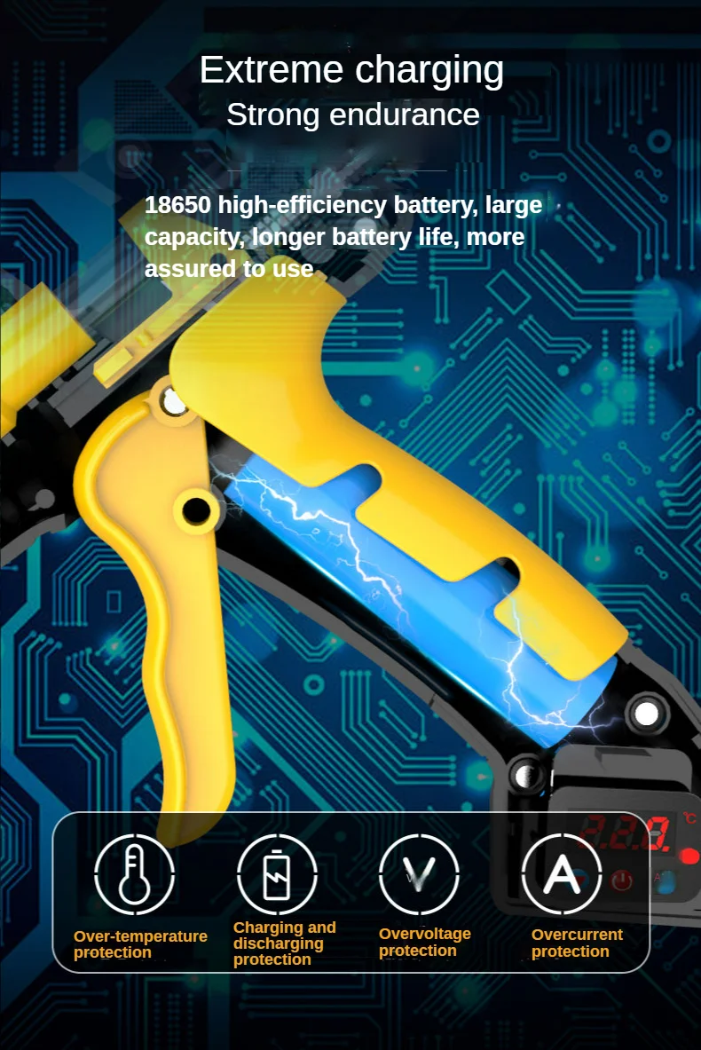 3.7V 40W Crodless Hot Melt Glue Gun Digital Display Temperature Adjustment with Lithium Battery DIY Tools Use 7mm Glue Sticks