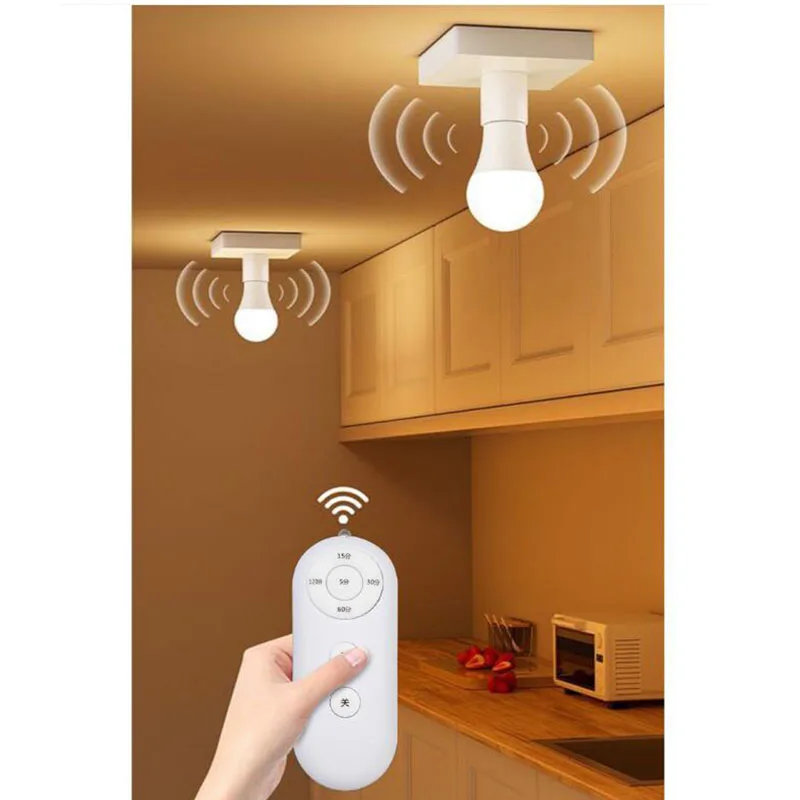 E27 or B22 Remote Control Light Bulb Base Socket Smart Timer Switch Wireless 8m Lamp Holder AC 110V 220V ON Off k v - view 4