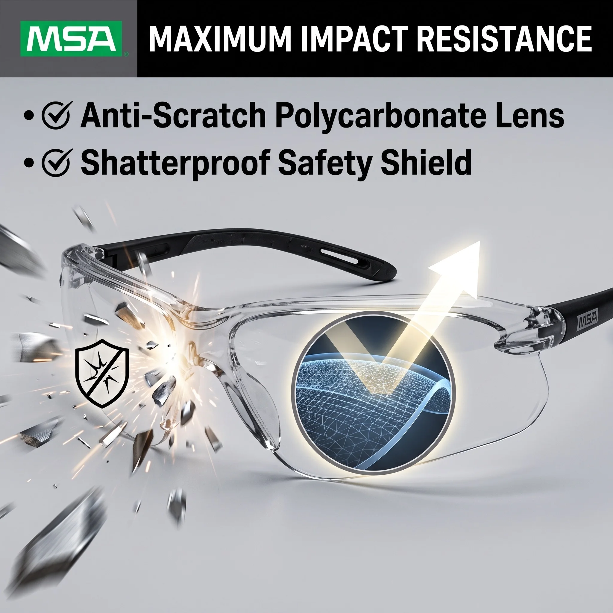 MSA Safety Glasses Clear Anti Fog UV400 Protective Eyewear Scratch Resistant Impact Proof Soft Nose Bridge Industrial Work Goggl