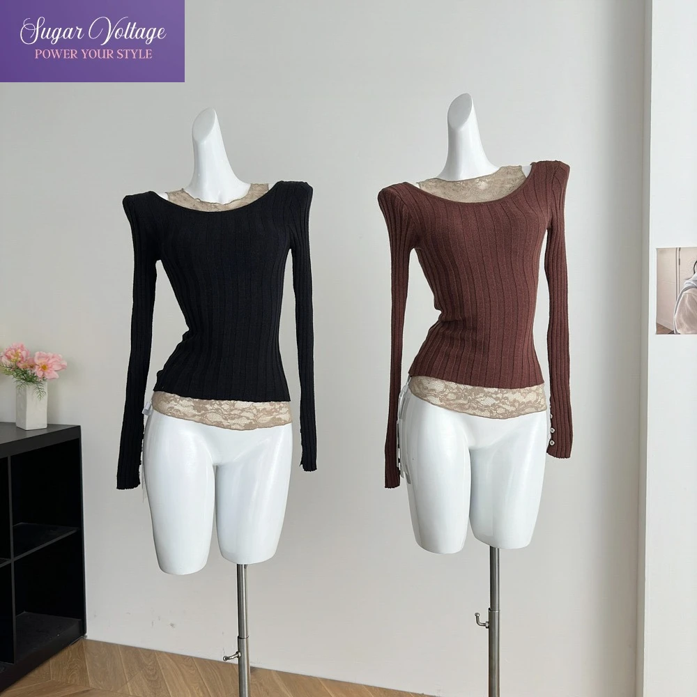 

Vintage Sexy Backless Hollow Out Chic Knit Top Women Autumn New Lazy Style Y2K Aesthetic Long Sleeve Slim Fit Sweater Streetwear