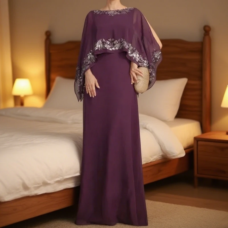 

Long Mermaid Purple Mother of the Bride Dresses for Wedding Party Dress vestidos de fiesta elegantes Customized