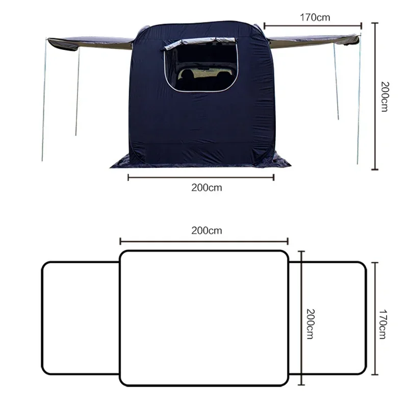 

Уличная задняя двойная палатка, самостоятельный туристический автомобиль, многофункциональный тент, палатка для кемпинга с боковой перголой, водонепроницаемая и пыленепроницаемая