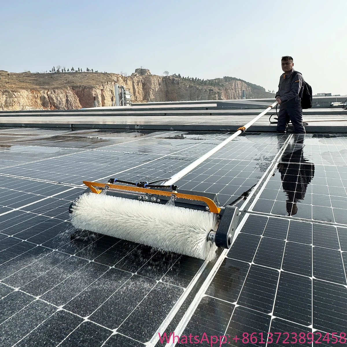 

Zhenda Factory AC Power 5.5M roller head photovoltaic brushless motor waterproof solar panel cleaning Brush