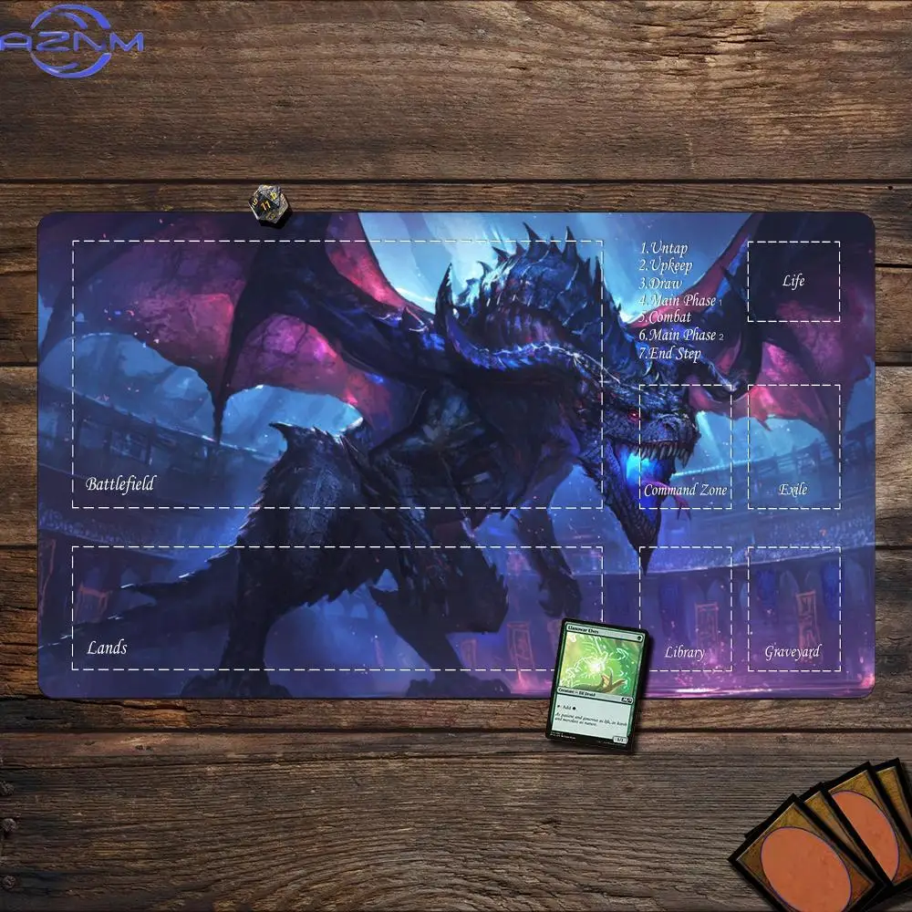 Magic Playmat card gaming mat with zones Giant black dragon mtg playmat rubber anti-slip Desk Mat keypad expansion mousepad