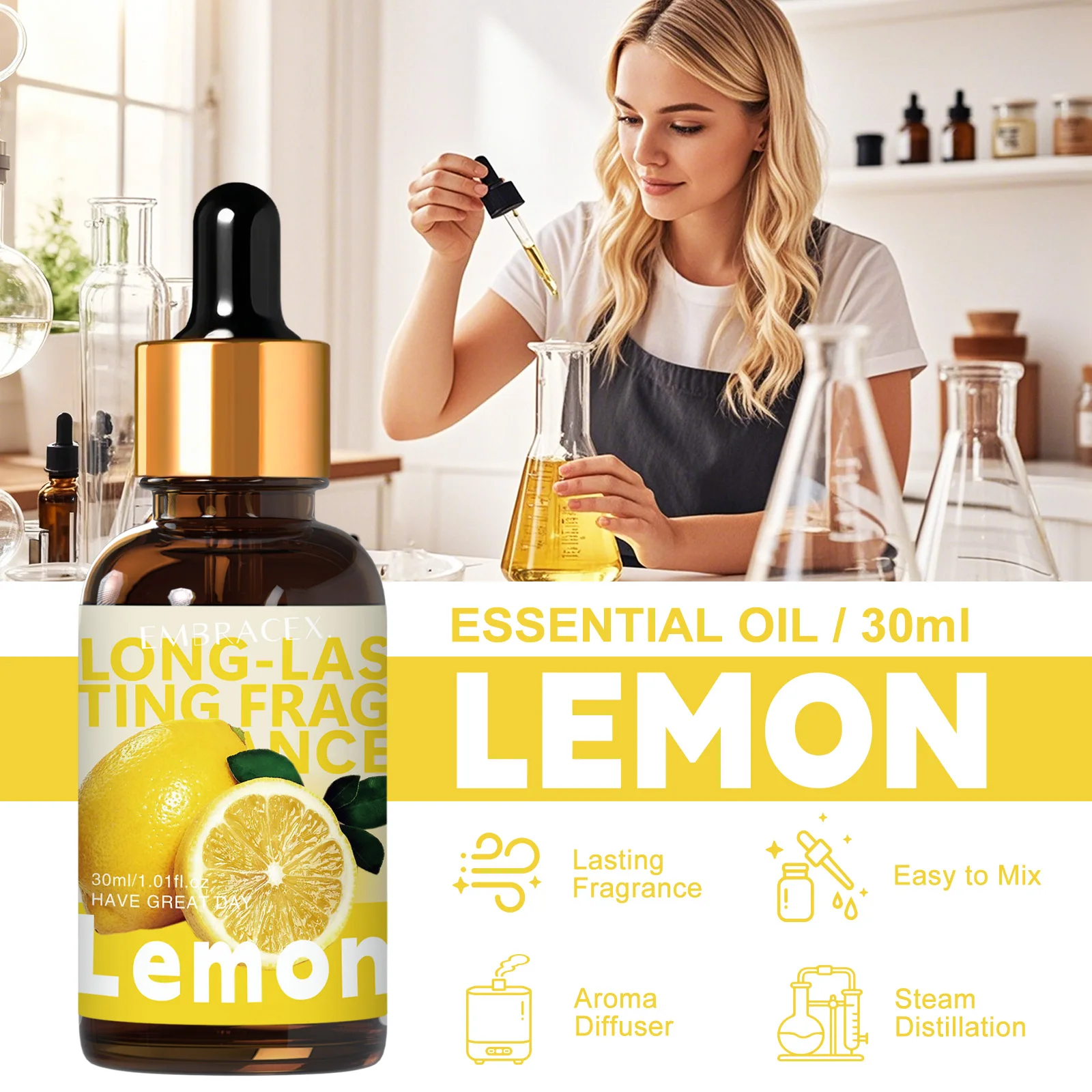 30ml Lemon Fragrance Oils Long Lasting Fruit Fragrance For Diffusers Holiday Gifts For Friends