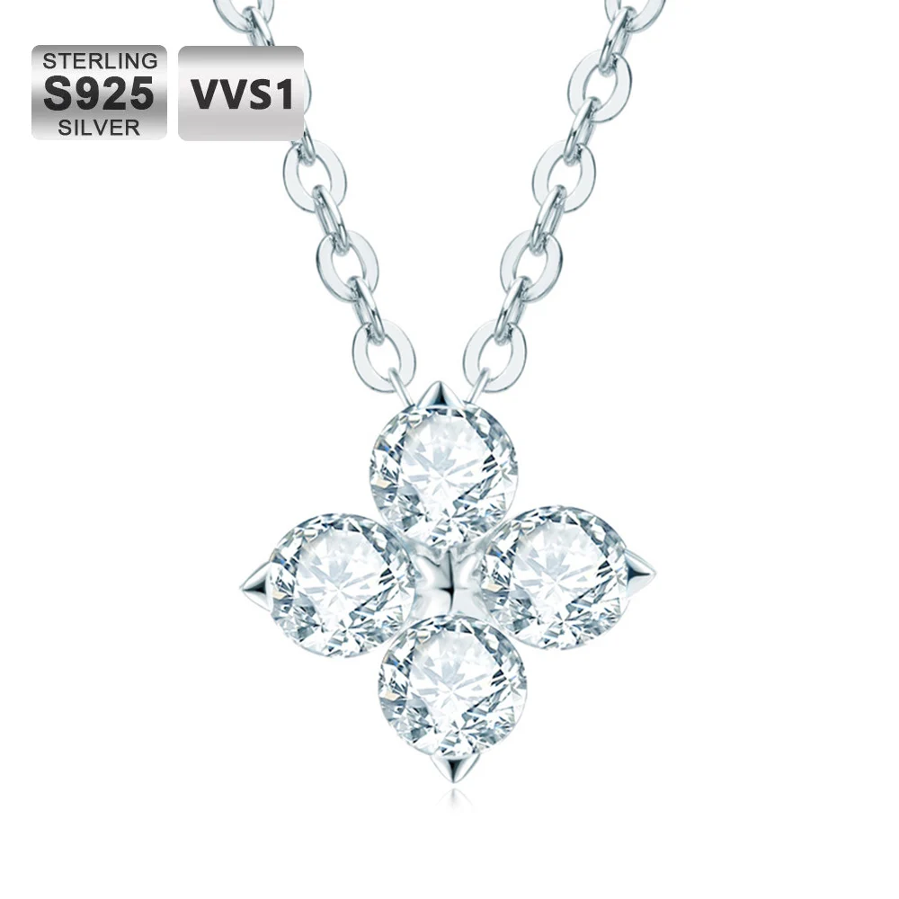 

ICEBLING 925 Sterling Silver Choker Necklace D Color Moissanite Flower Pendant Necklaces for Women Moissanit Jewelry Gift