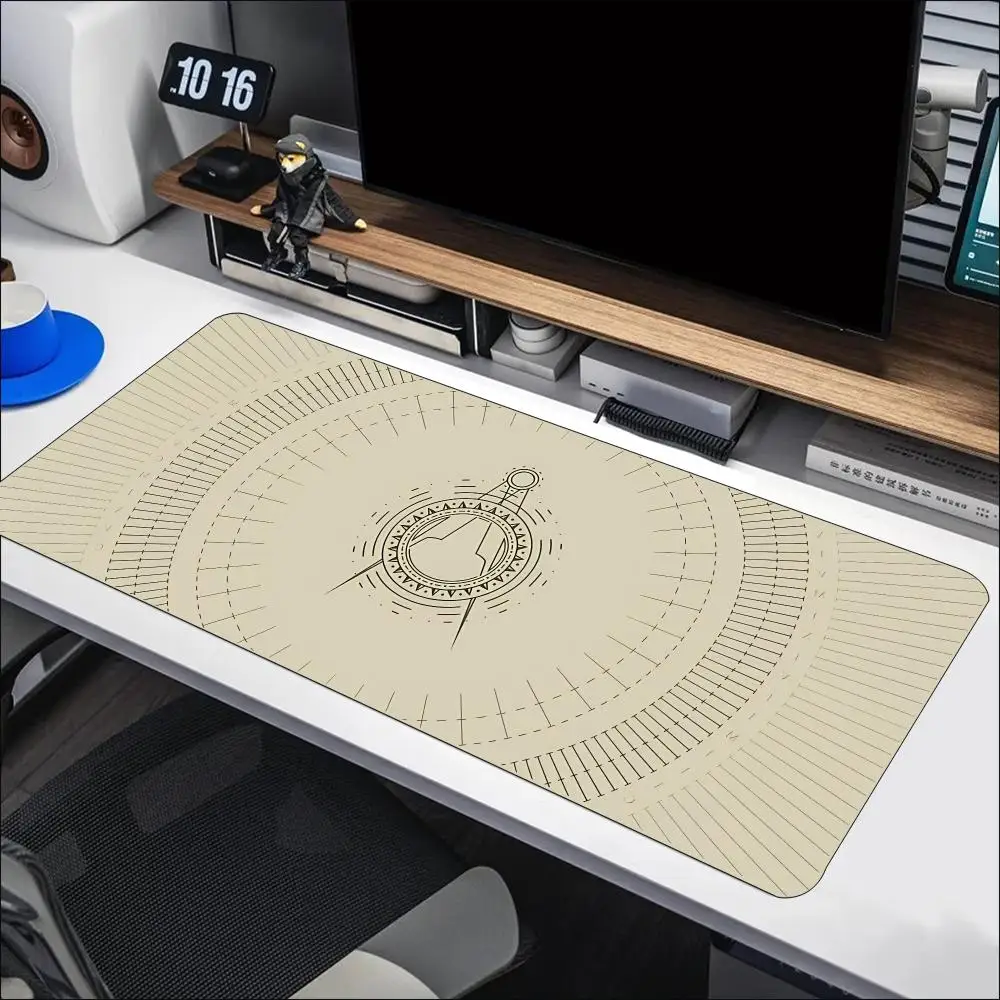 Gold Compass Rosette Mousepad Large Non Slip Rubber Desk Mat Smooth Surface Keyboard Mouse Pad for Stylish Desktop Decor