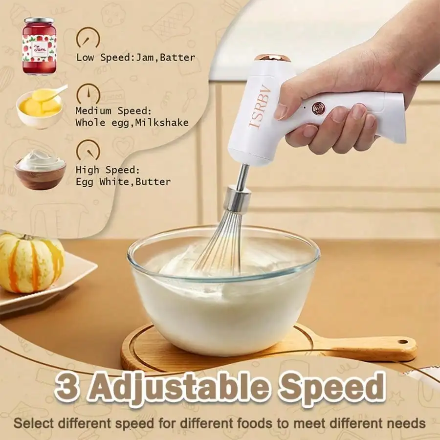 ISRBV Green Rechargeable Eggbeater: Beat Up Holiday Sweetness And Laughter.1 Piece USB Charging Electric Egg Beater - A Compact And Powerful 3-Speed Mini Mixer For Baking, Whisking Cream, And Ice Cream Powder - Easy To Clean