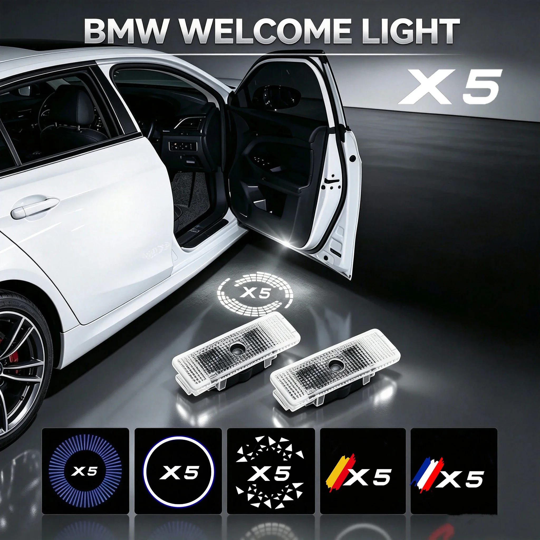 2PCS LED Car Door Projector Welcome Lights For BMW X5 E70 F15 2007‑2023 Ghost Shadow Courtesy Badge Lamp Auto Decor Accessories