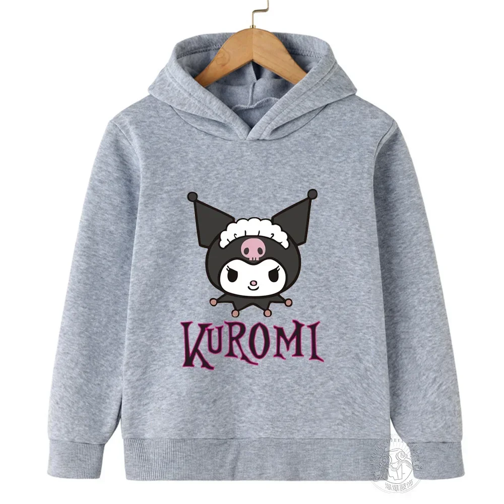 Hello Kitty Kuromi Cartoon Boys and Girls 3-14 Years Old Kawaii Street Casual Sweatshirt Children's Outdoor Sports Kid Hoodie