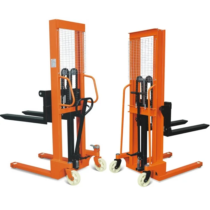 Manual Stacker Straddle Legs Wide Leg Jack 1.6/2/3 Meters Lifting Height Double Frame Heavy Duty Pallet 1ton/2/3tons Fork Length