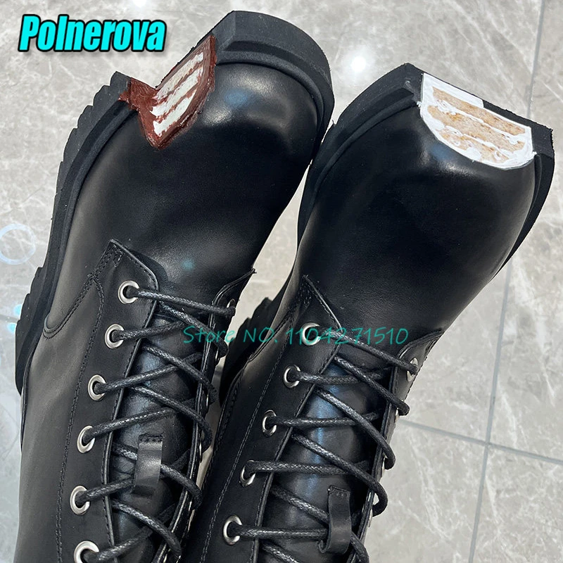 Cake Design Thick Bottom Motorcycle Boots Strange Toe Platform Genuine Leather Zipper Short Boots Fashion Women Casual Shoes