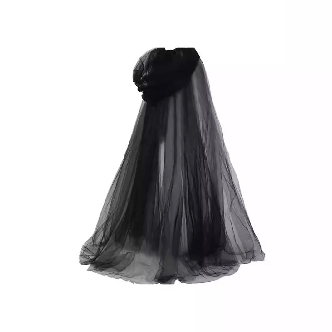 Capa Transparente de Malla con Capucha, Disfraz para Actuación, loween, Novia Vampiro, Túnica de Color Puro, Disfraz de Br...