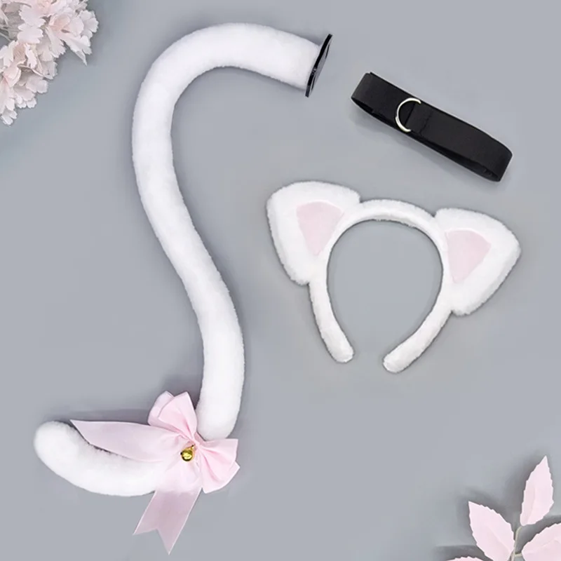 

Handmade Lolita KC Cat Ears Headband | Neko Girl Hair Accessory + Tail Set (Cute Style)